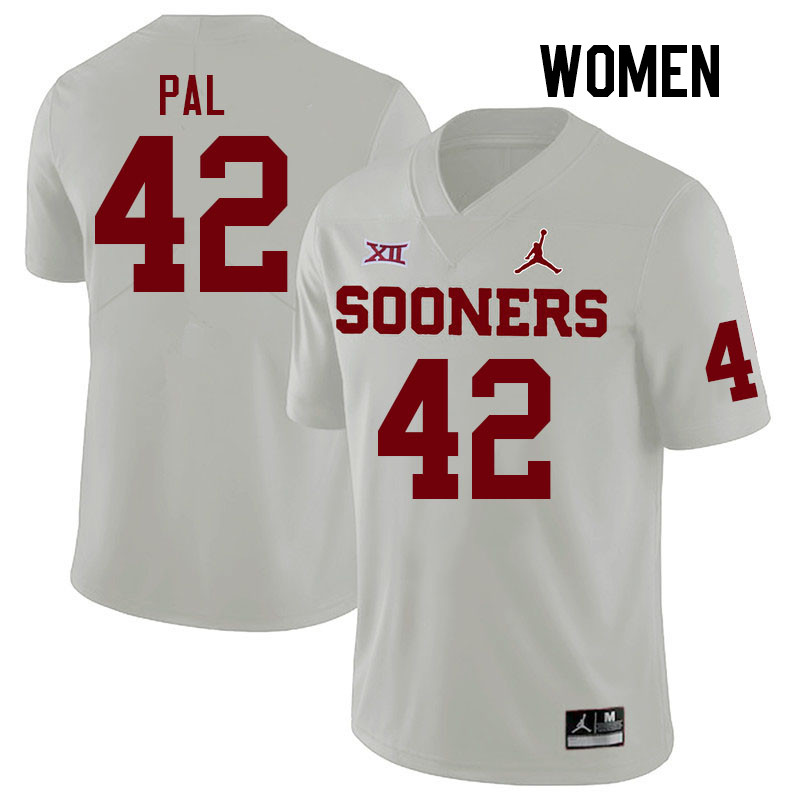Women #42 Jozsef Pal Oklahoma Sooners College Football Jerseys Stitched-White - Click Image to Close